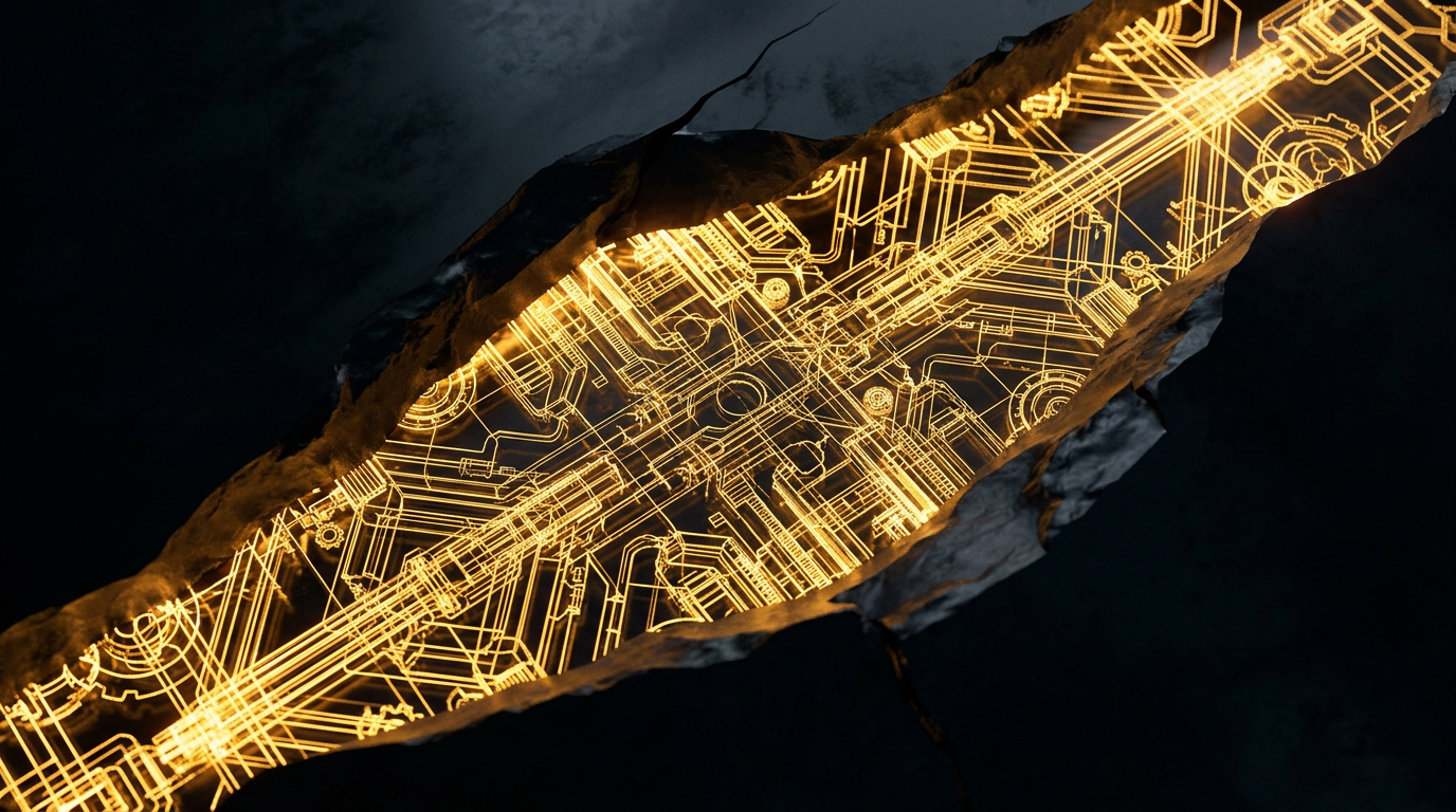 Hidden structure revealed beneath a dark surface like an honest audit