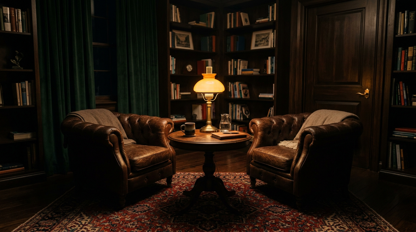 Private consultation setting in black and gold—Lost in the Astral