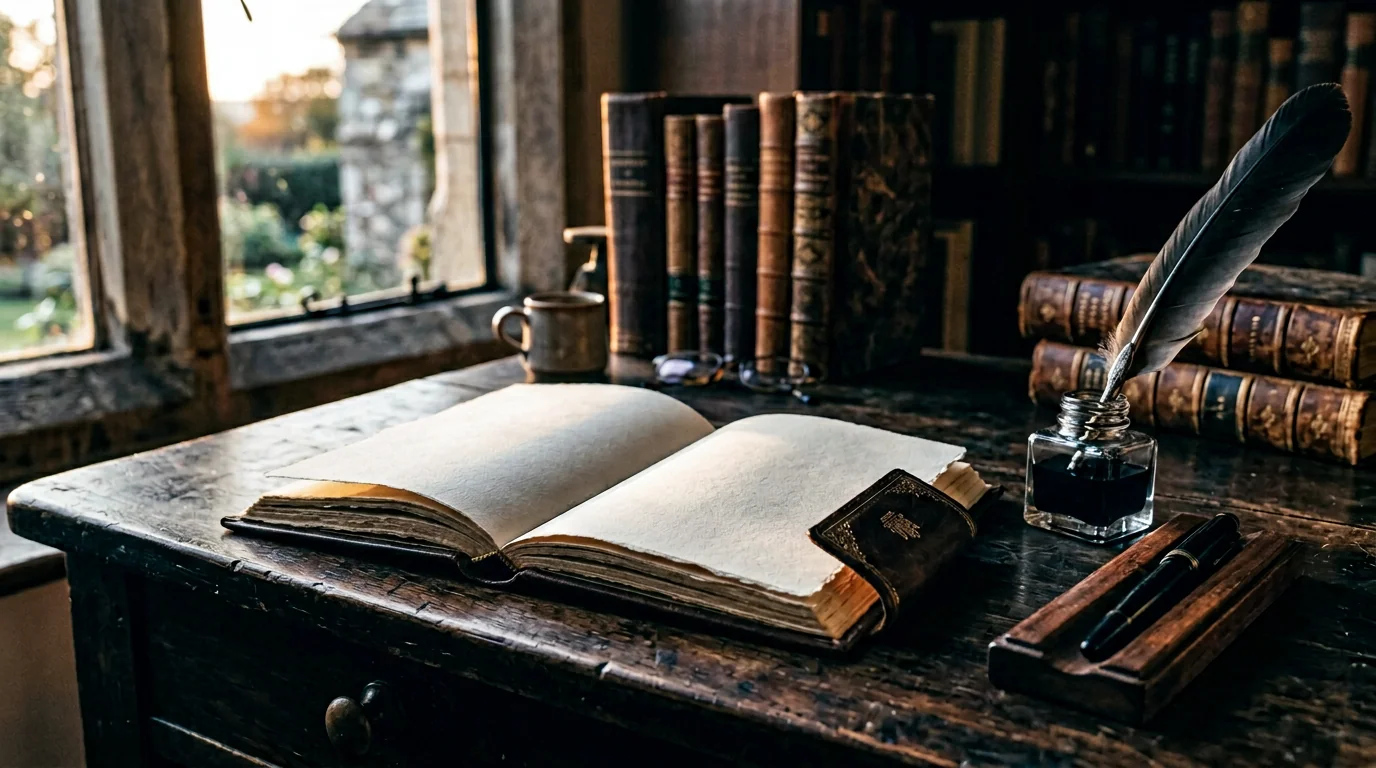 Atmospheric black and gold light for the journal section