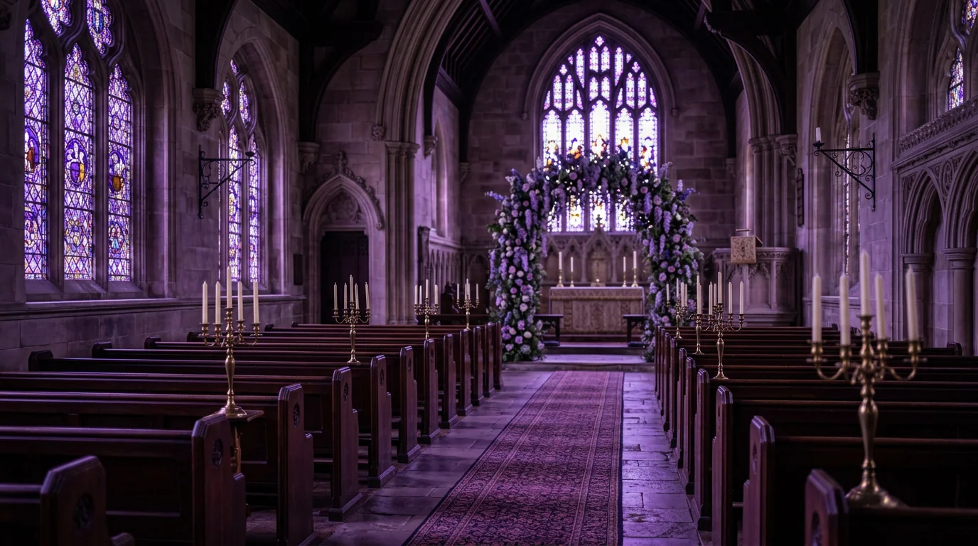 The Events Path—ceremony and gathering in violet and gold light